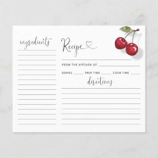 Cherry Brautparty Rezept Card (Vorderseite)