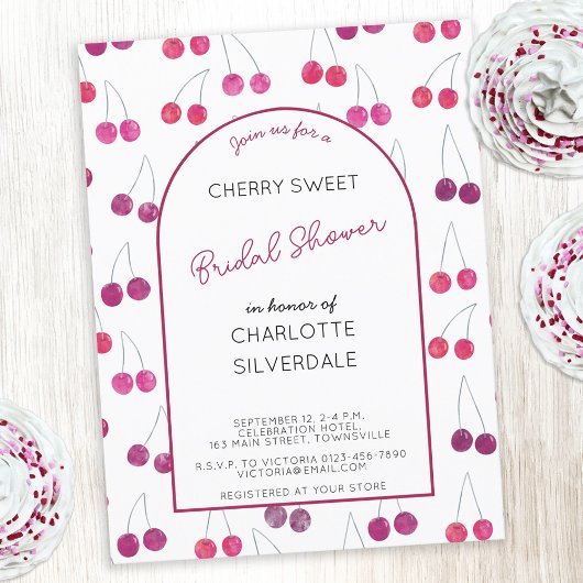 Cherry Bridal Dusche Einladung Postkarte