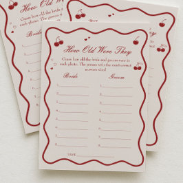 Cherry Bridal Shower Age Guessing Game Card Einladung
