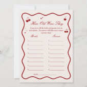 Cherry Bridal Shower Age Guessing Game Card Einladung (Vorderseite)