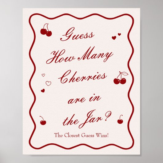 Cherry Bridal Shower Guess How Many Cherries Poster (Vorne)
