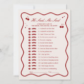 Cherry Bridal Shower He Said She Said Game Card Einladung (Vorderseite)