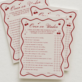 Cherry Bridal Shower Over or Under Game Card Einladung