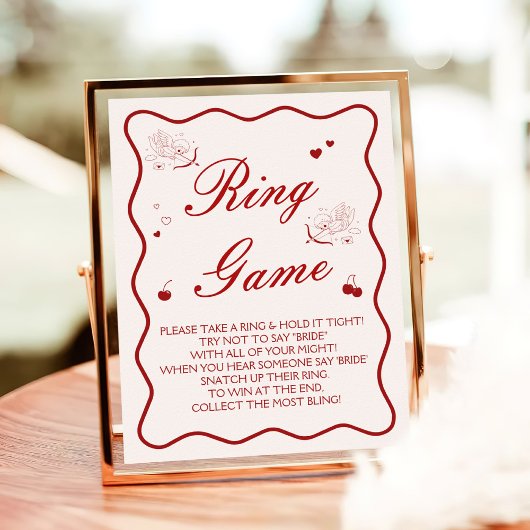 Cherry Bridal Shower Ring Game  Poster