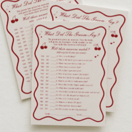 Cherry Bridal Shower What Did He Say Game Card Einladung