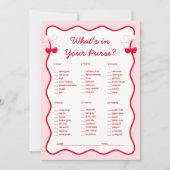 Cherry Bridal Shower What's in Your Purse Game Einladung (Vorderseite)