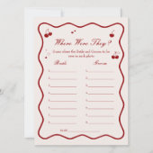 Cherry Bridal Shower Where Were They Game Card Einladung (Vorderseite)