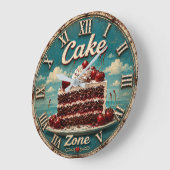 Cherry Cake Baking Gift Dessert Kitchen Decor Große Wanduhr (Winkel)