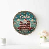 Cherry Cake Baking Gift Dessert Kitchen Decor Große Wanduhr (Zuhause)
