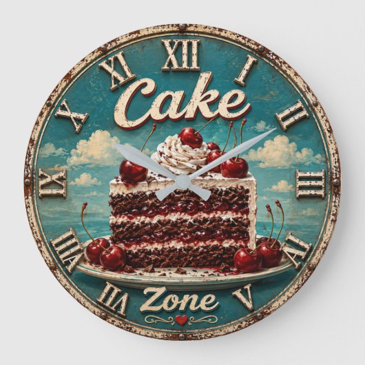 Cherry Cake Baking Gift Dessert Kitchen Decor Große Wanduhr (Vorderseite)