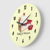 Cherry Cheesecake Große Wanduhr (Winkel)