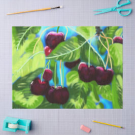 Cherry Cherries mit Baumzweigen deoupage Seidenpapier