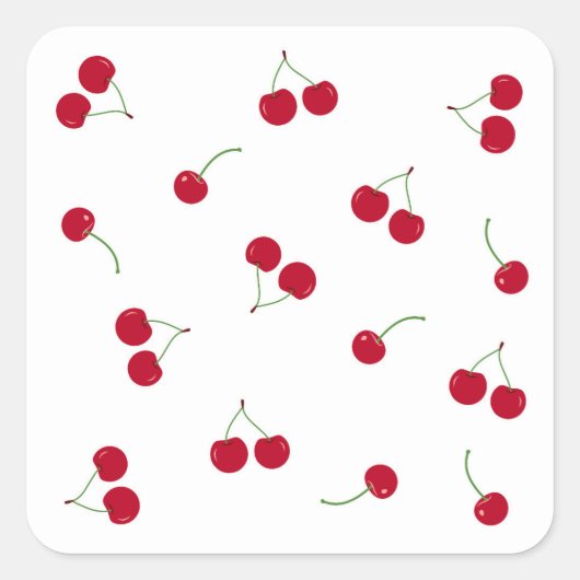 Cherry Cherries Quadratischer Aufkleber (Vorderseite)