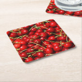 Cherry Cherries Red Rechteckiger Pappuntersetzer (angewinkelt)