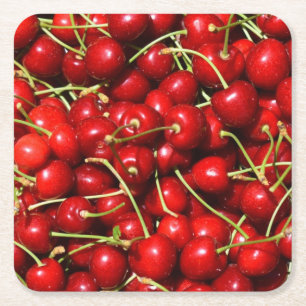 Cherry Cherries Red Rechteckiger Pappuntersetzer