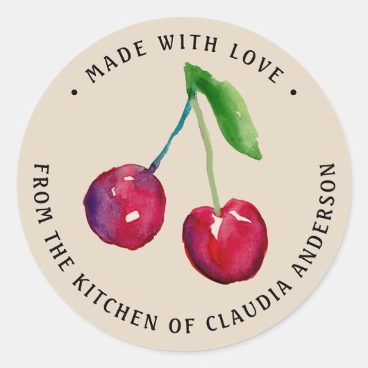 Cherry Cherry Artwork Artisan Packung Runder Aufkleber (Vorderseite)
