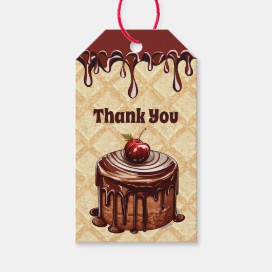 Cherry Chocolate Cake Geburtstagsparty Danke Geschenkanhänger (Vorderseite)