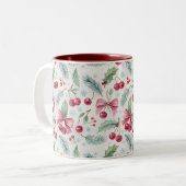 Cherry Christmas Zweifarbige Tasse (Vorderseite Links)