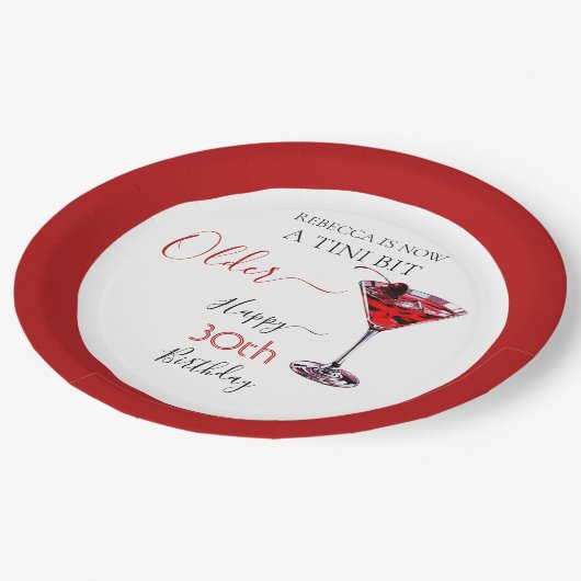 Cherry cocktail A tini bit Older Birthday Pappteller (Schrägansicht)