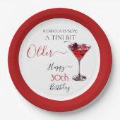 Cherry cocktail A tini bit Older Birthday Pappteller (Vorderseite)