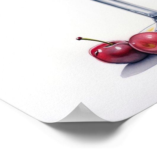 Cherry Cocktail Art Poster (Ecke)