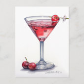 Cherry Cocktail Art Postkarte (Vorderseite)