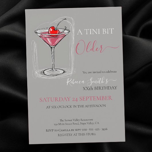 Cherry-Cocktail Ein tini-Bit Ältere Doodle Geburts Einladung