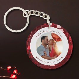 Cherry Coded Custom Valentine's Day Foto Herz Schlüsselanhänger