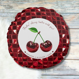 Cherry Coded Valentine's Day Round Custom Rundes Kissen