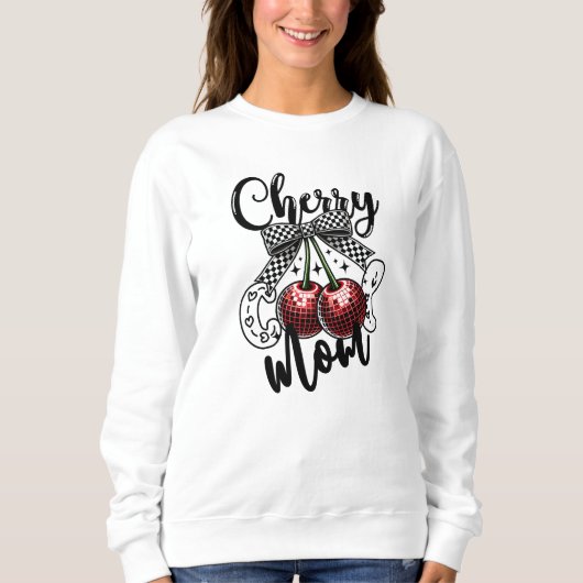 Cherry Coole Mama Red Disco Cherries Schachbrei Sweatshirt (Vorderseite)