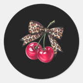 Cherry Coquette Ästhetik mit Leopard Bow T - Shirt Runder Aufkleber (Vorderseite)
