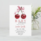 Cherry Coquette Baby Dusche Einladung (Stehend Vorderseite)