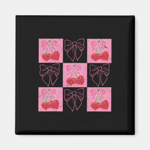 Cherry Coquette Bow Ribbon Pink Valentine überprüf Magnet