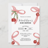 Cherry Coquette Bows Kinderdusche Einladung (Vorderseite)