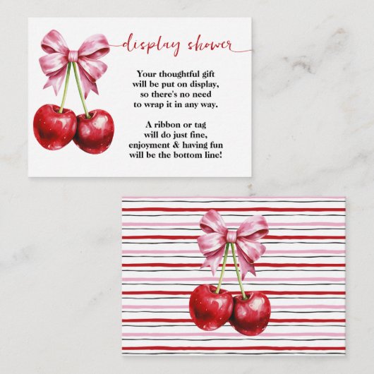 Cherry Coquette Display No Wrapping Baby Dusche Begleitkarte (Vorne/Hinten)