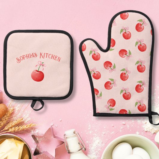 Cherry Coquette Ofenhandschuh & Topflappen-Set