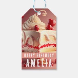 Cherry Cream Cake Geburtstagskuchen Custom Gift Ta Geschenkanhänger