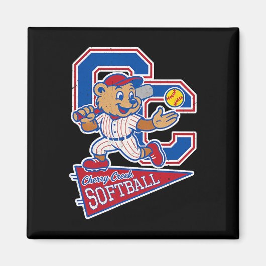 Cherry Creek High School Softball Mit Maskottchen Magnet (Vorne)