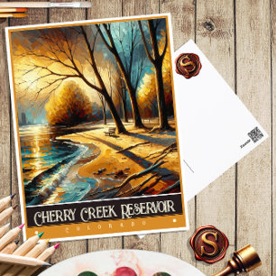 Cherry Creek Reservoir Colorado   Vintage Gemälde Postkarte