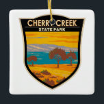 Cherry Creek Staat Park Colorado Vintag Keramikornament<br><div class="desc">Cherry Creek Staat Park Illustration. Der Park besteht aus einer natürlichen Prärie und einem Feuchtgebiet mit einem Stausee in seiner Mitte.</div>