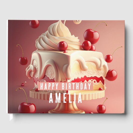 Cherry Creme Geburtstagskuchen Geburtstage Gästebuch (Vorderseite)