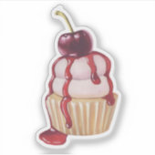 Cherry Cupcake Aufkleber (Vorderseite)