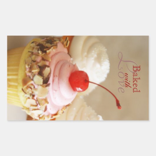 Cherry Cupcake Backkleber Rechteckiger Aufkleber (Vorderseite)