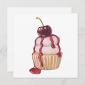 Cherry Cupcake Feiertagskarte (Vorne/Hinten)