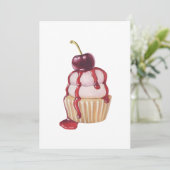 Cherry Cupcake Feiertagskarte (Stehend Vorderseite)