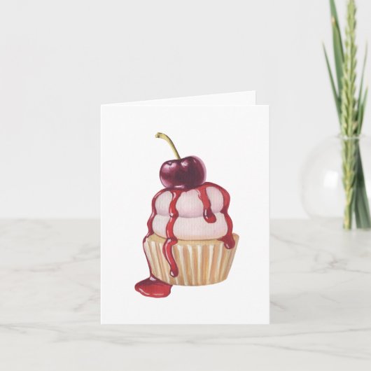 Cherry Cupcake Karte (Vorderseite)