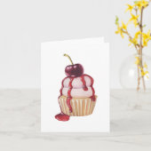 Cherry Cupcake Karte (Gelbe Blume)