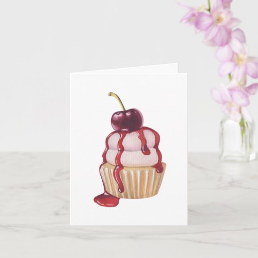Cherry Cupcake Karte (Orchidee)