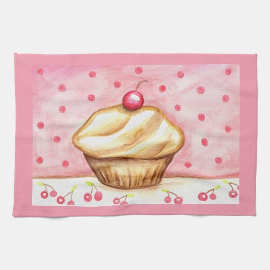 Cherry Cupcake Kitchen Towel  Geschirrtuch (Horizontal)