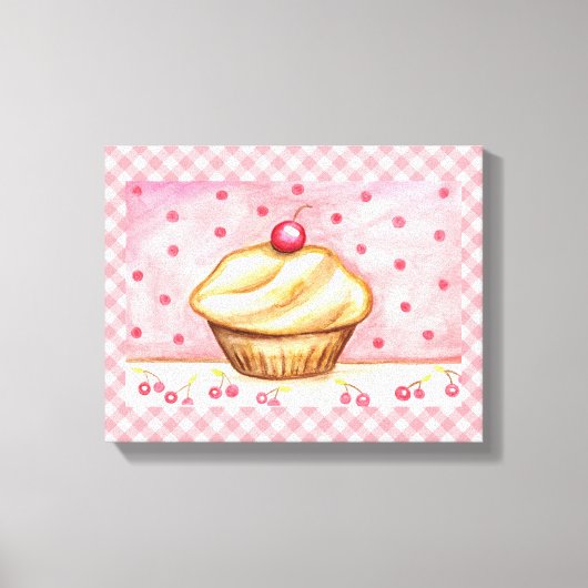 Cherry Cupcake Leinwand Art Print (Vorderseite)